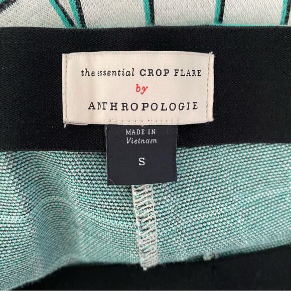 Anthropologie The Essential Cropped Flare Pants Green Cream Plaid size small - Picture 7 of 9